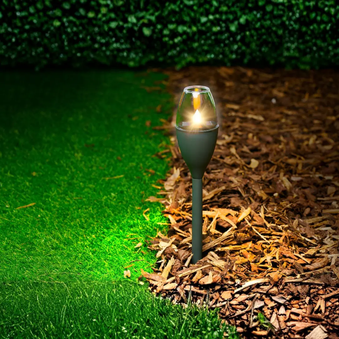 Grundig Solar Tuinlamp Ø6x85cm - Flikkerend Geel - Zwart - afbeelding 3 van 3