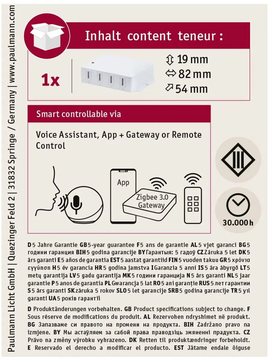 Paulmann Clever Connect Connection Box Zigbee 3.0 - Wit