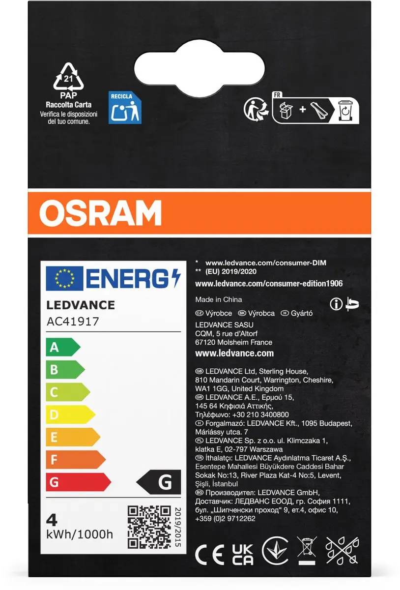 Osram Vintage 1906 LED Classic A,B,P Slim Filament Dimbare - 3,4W 250lm 2200K - Goud - 2 Stuks