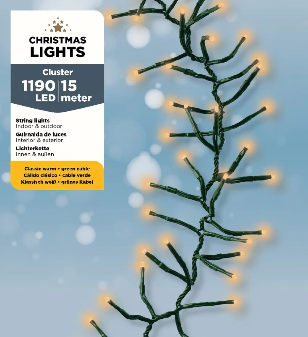 Lumineo Kerstverlichting Cluster 1190LED Warmwit