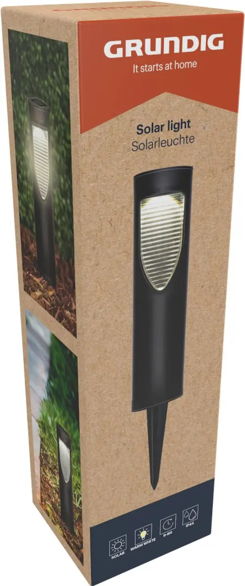 Grundig Solar Tuinlamp Warm Wit IP44 - Zwart