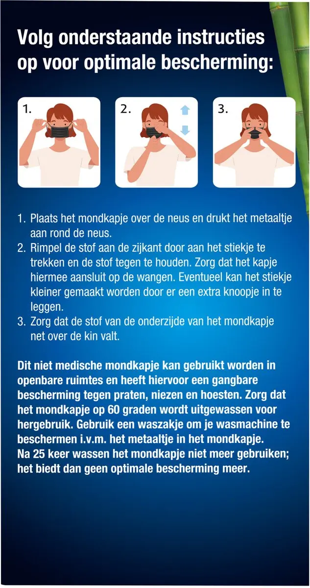 Lucovitaal Bamboe Mondkapje - 2 lagen - One size - Zwart