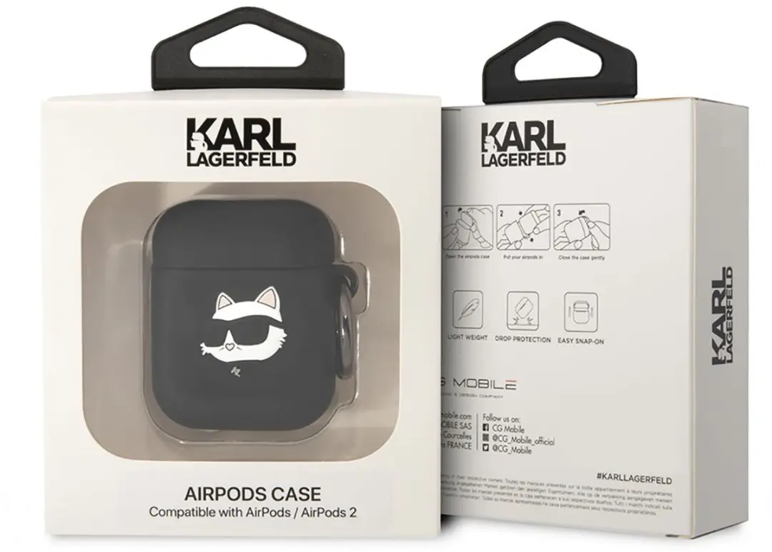 Karl Lagerfeld KLA2RUNCHK AirPods-hoes - Choupette Hoofd 3D - Zwart