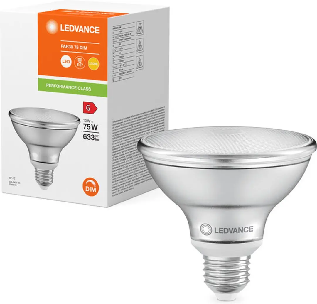 LEDVANCE PAR30 E27 LED Spot 10W 927 Dimbaar - E3Z8B - Zilver