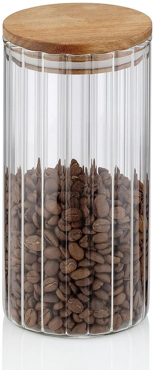 Kela Dorothea Voorraadpot 1.1L - Borosilicaatglas Acaciahout - 22.5cm