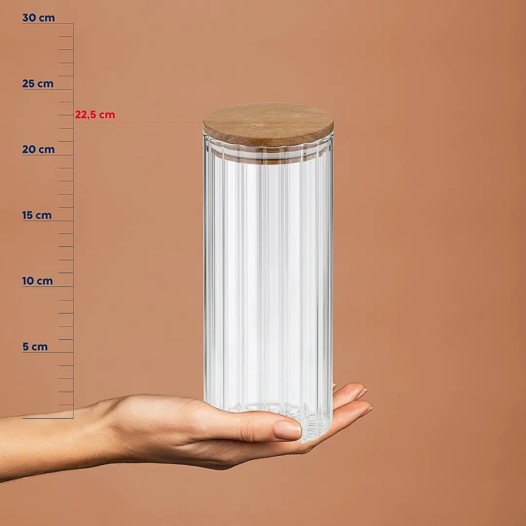 Kela Dorothea Voorraadpot 1.1L - Borosilicaatglas Acaciahout - 22.5cm