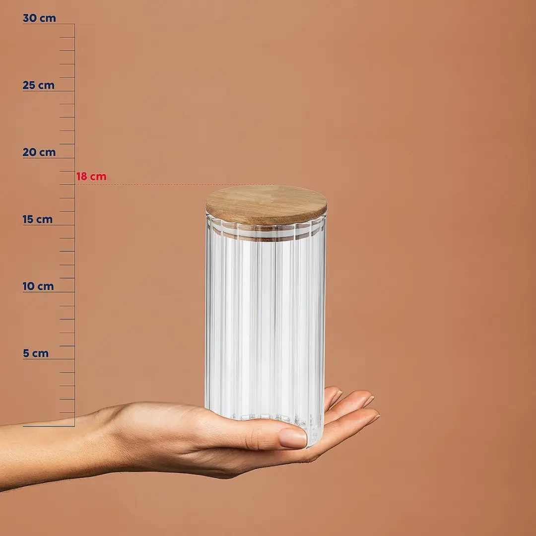Kela Dorothea Voorraadpot 0.9L - Borosilicaatglas Acaciahout