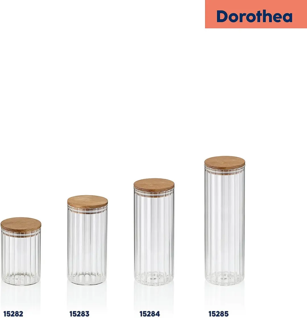 Kela Dorothea Voorraadpot 0.9L - Borosilicaatglas Acaciahout