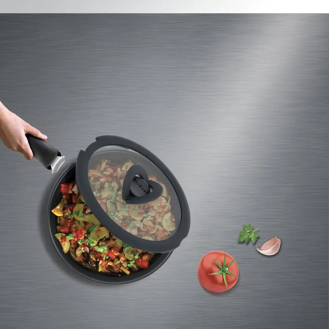 Tefal Ingenio Glazen Deksel L98467 - 3-delig - Zwart