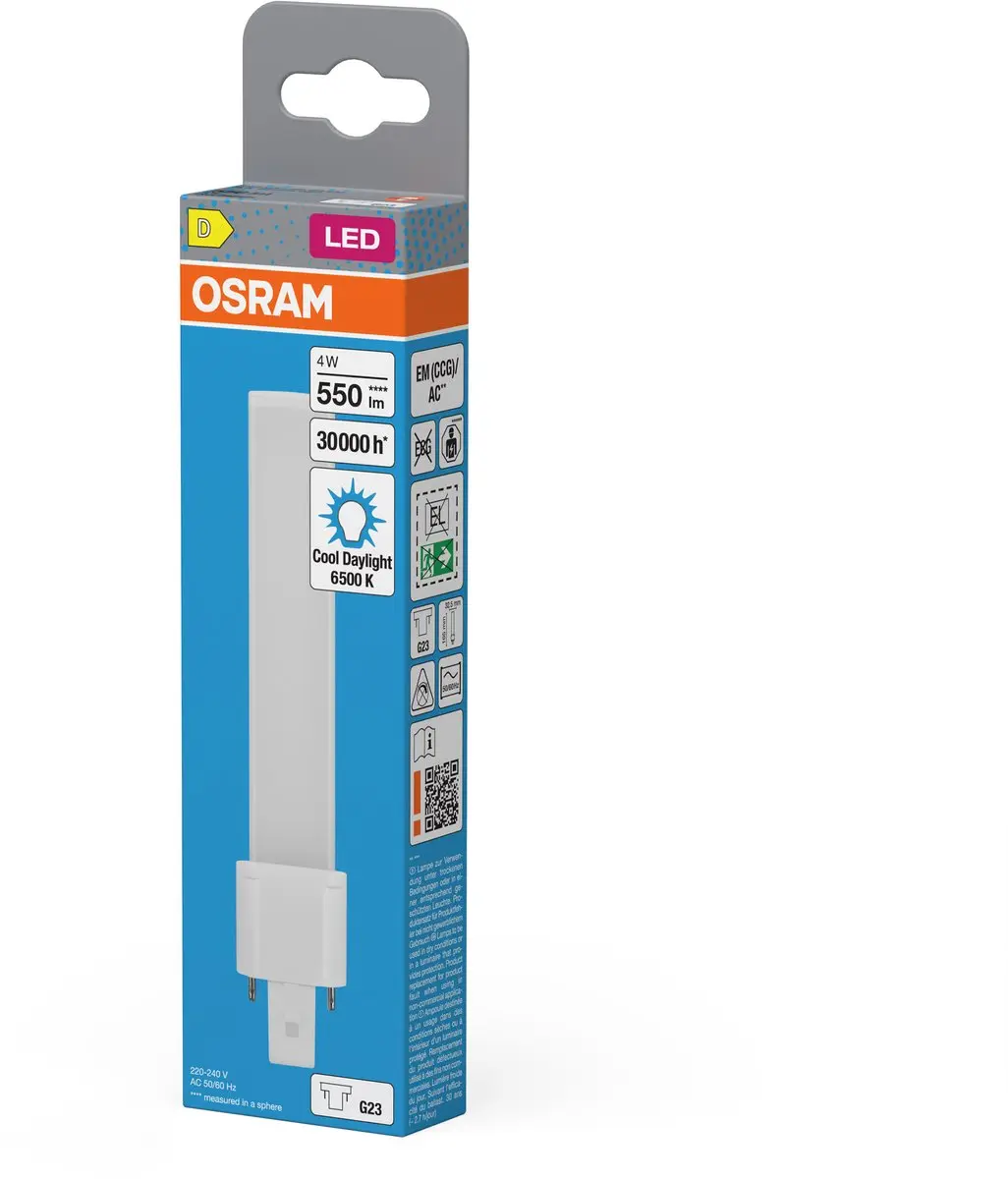 Osram Dulux LED Penvoetlamp G23 4W 550lm - Mat - 6500K