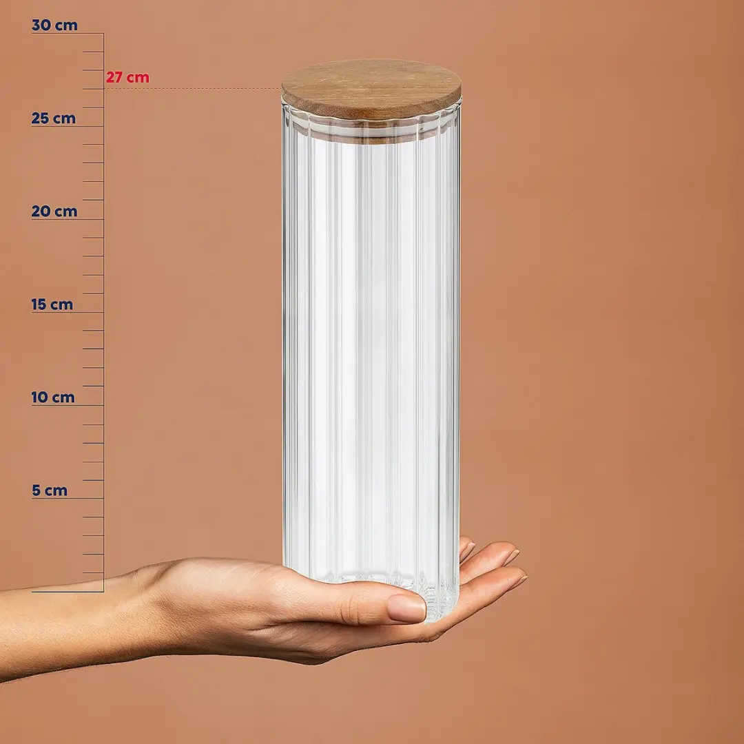 Kela Dorothea Voorraadpot 1.5L - Borosilicaatglas Acaciahout