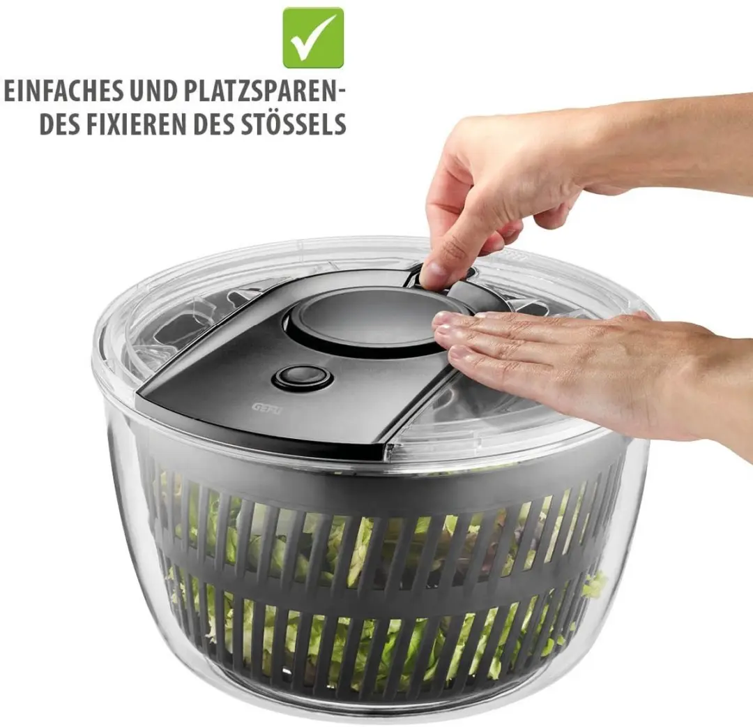 GEFU Slacentrifuge 5L - Drukknop - Transparant/Zwart