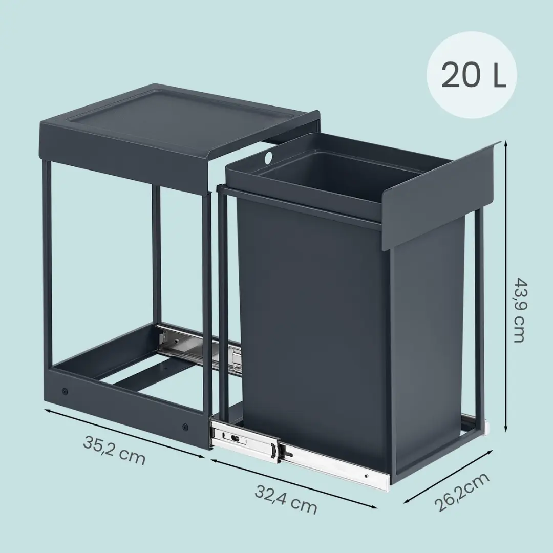 Songmics Inbouwprullenbak 20L - Grijs