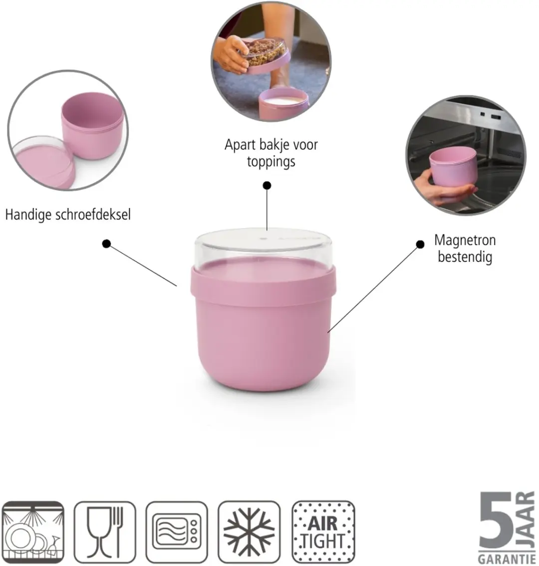 Brabantia Make & Take Yoghurtbeker To Go 500ml - Lilac Pink