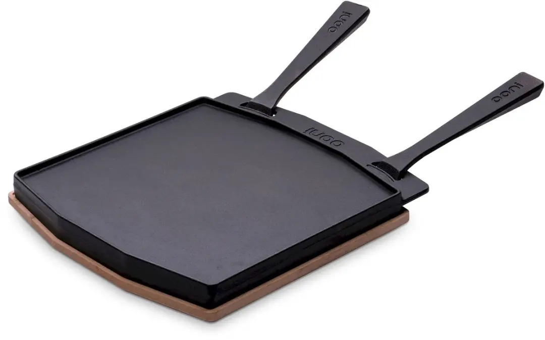 Ooni Grizzler Grillplaat STKY-00044478 - 20cm - Zwart/Teakhout