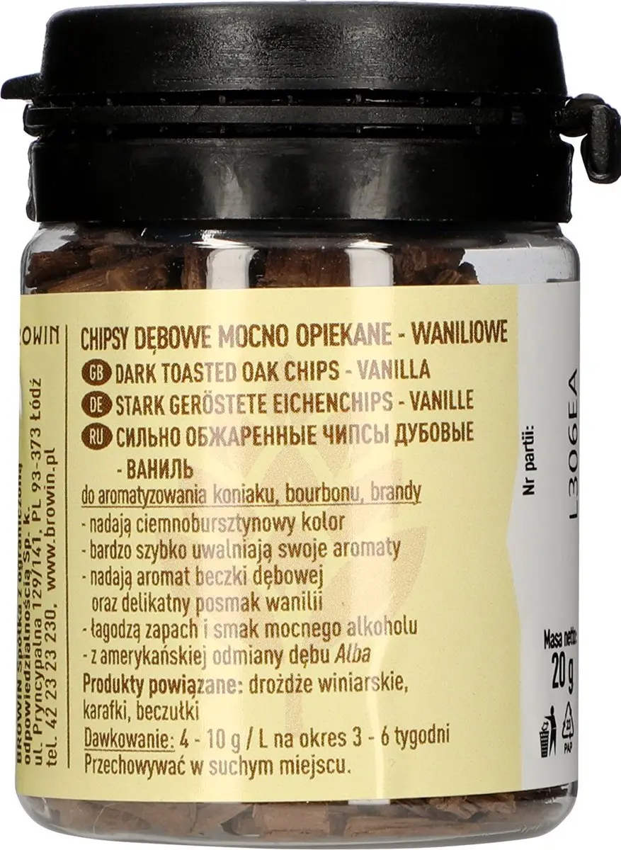 Browin Vanille Chips voor Alcohol - 20g - Donker Amber