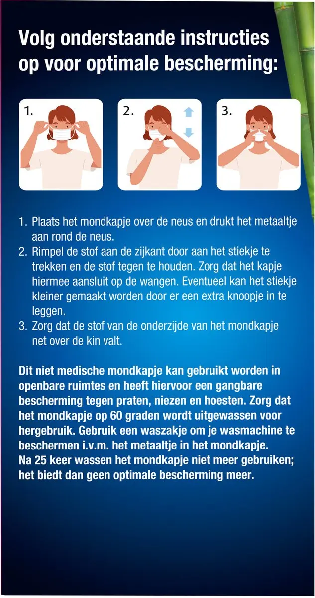 Lucovitaal Bamboe Mondkapje - 2 lagen - One size - Wit