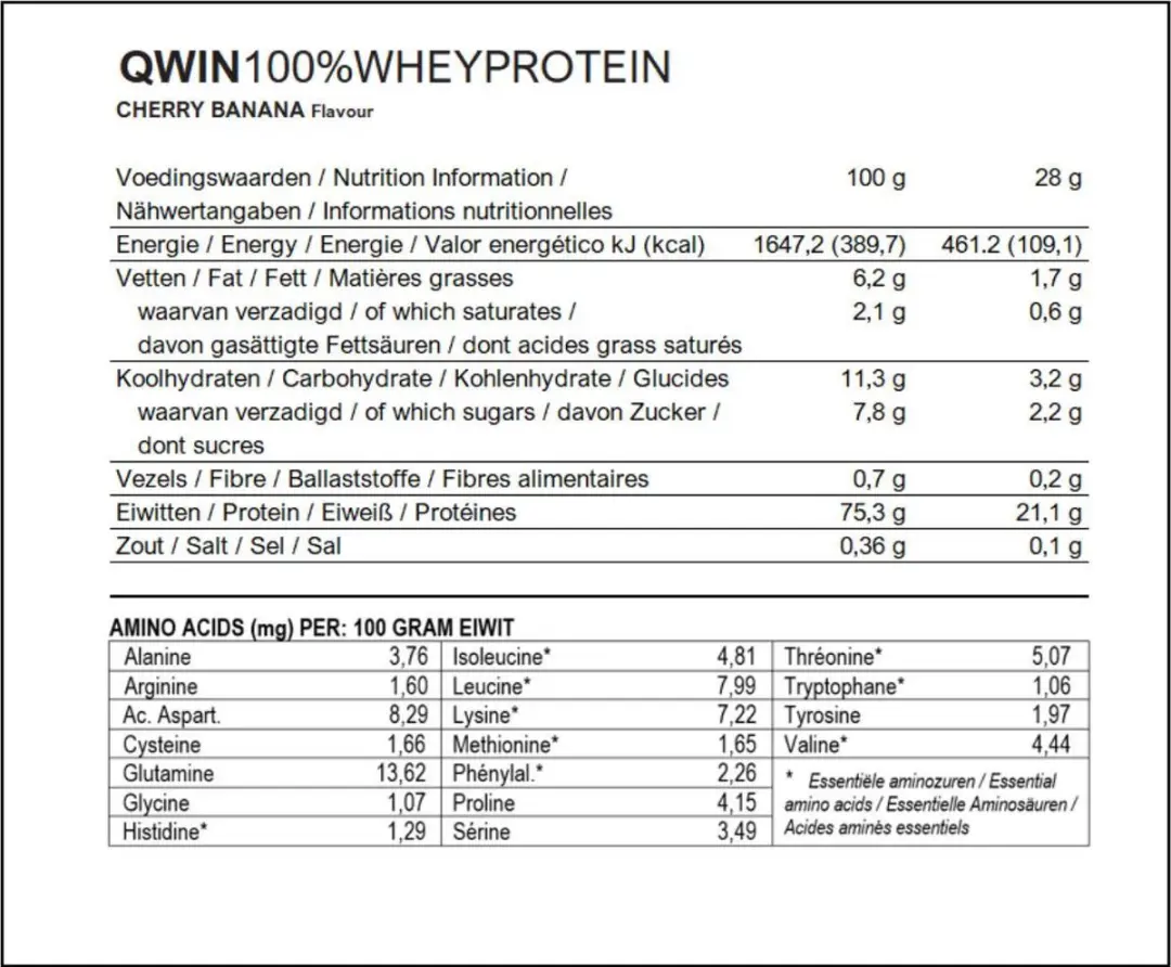 QWIN 100% Whey Protein Cherry & Banana 2400g