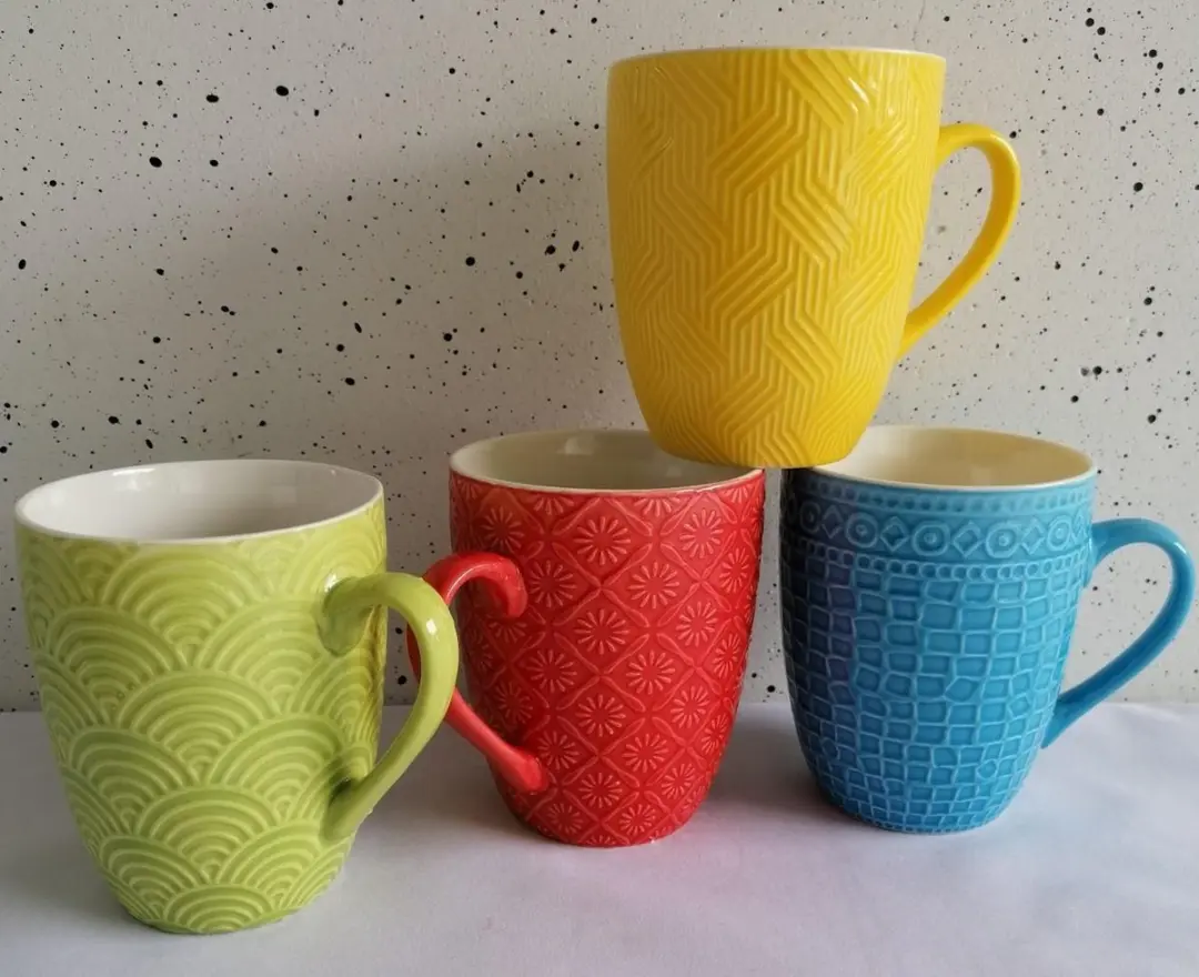 Excellent Houseware Koffie/Thee Mokken Q96000040 - 4 Stuks - 380ml - Blauw