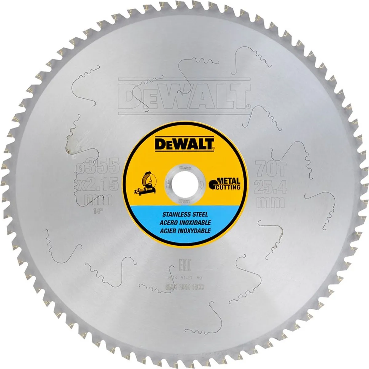 DeWalt Zaagblad Rvs 355x25,4mm 70 Tanden DT1921