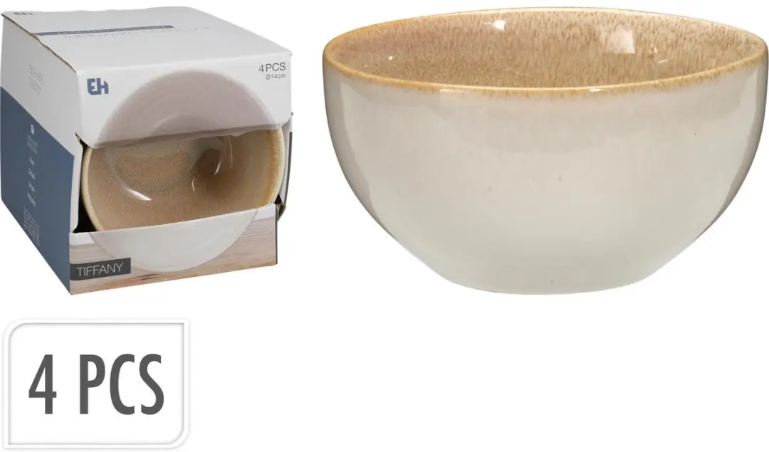 Excellent Houseware Kenji Soepkommen - 8 Stuks - 580ml - Beige