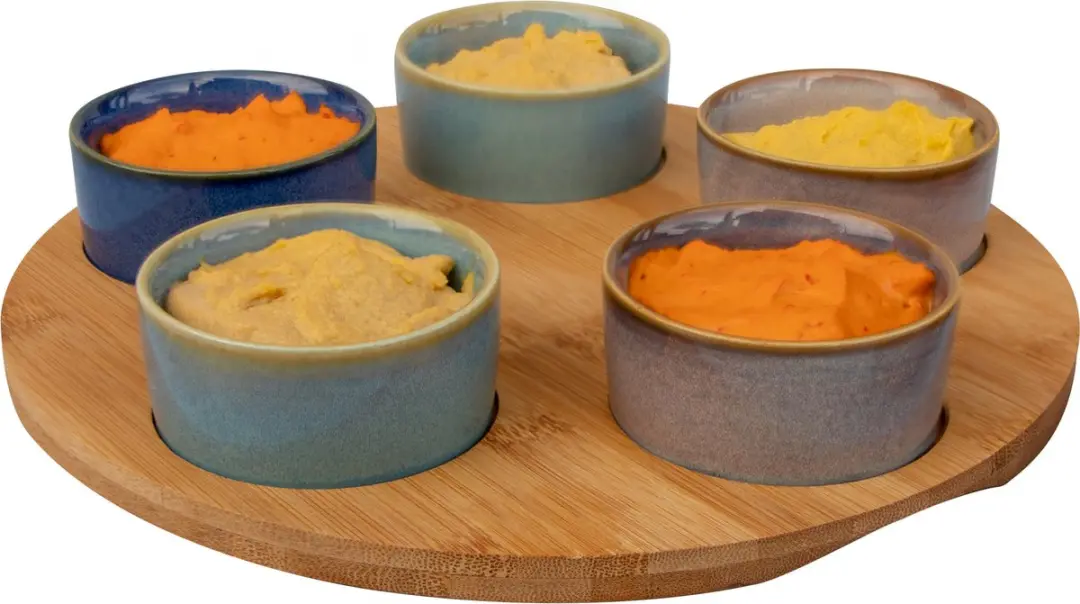 Cosy&Trendy Serveerplank 9770066 - Ø25cm Bamboe - 5 Bowls