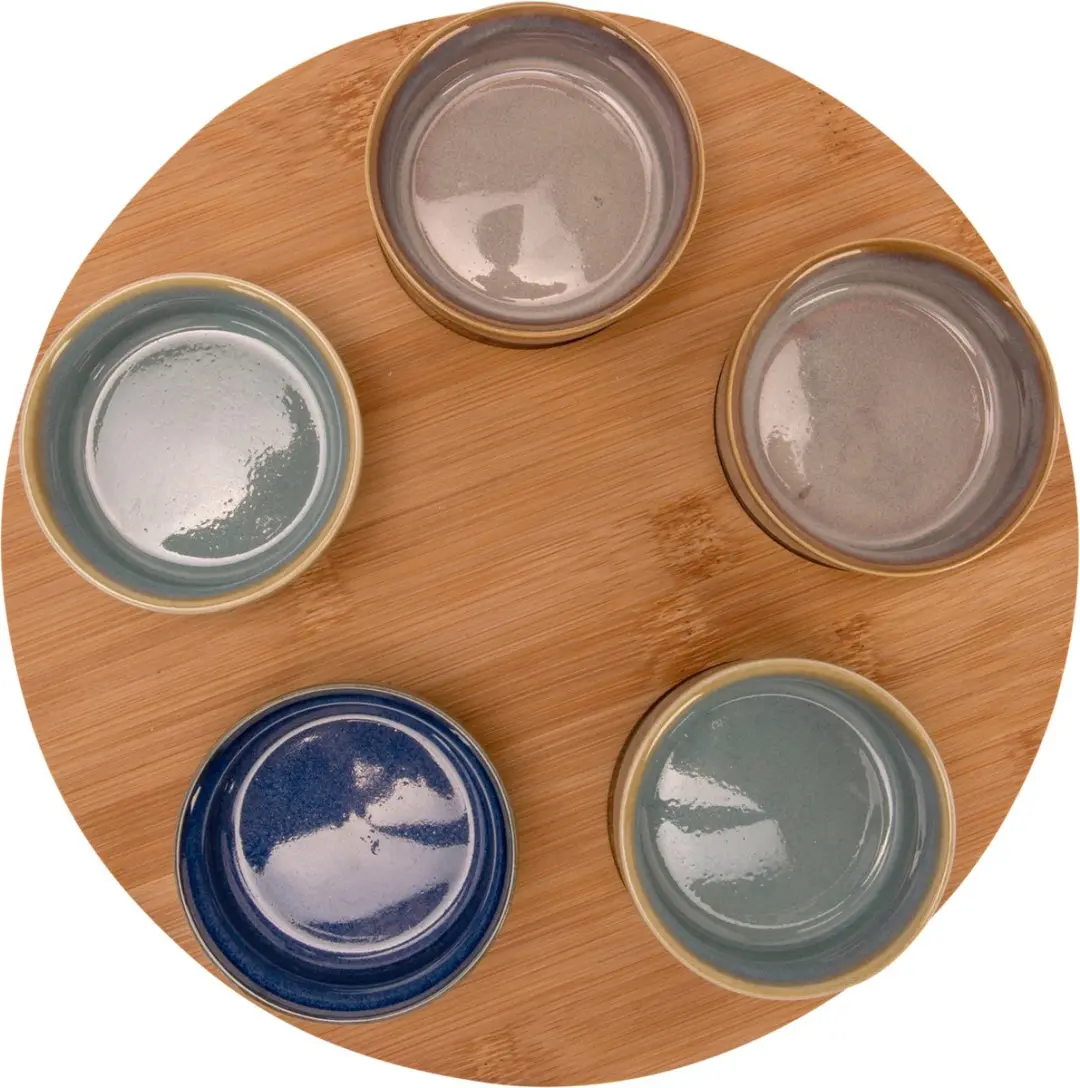 Cosy&Trendy Serveerplank 9770066 - Ø25cm Bamboe - 5 Bowls