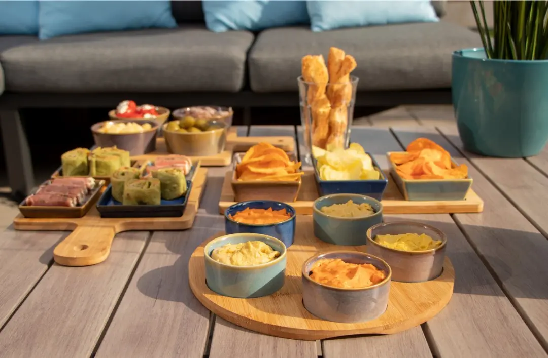 Cosy&Trendy Serveerplank 9770066 - Ø25cm Bamboe - 5 Bowls