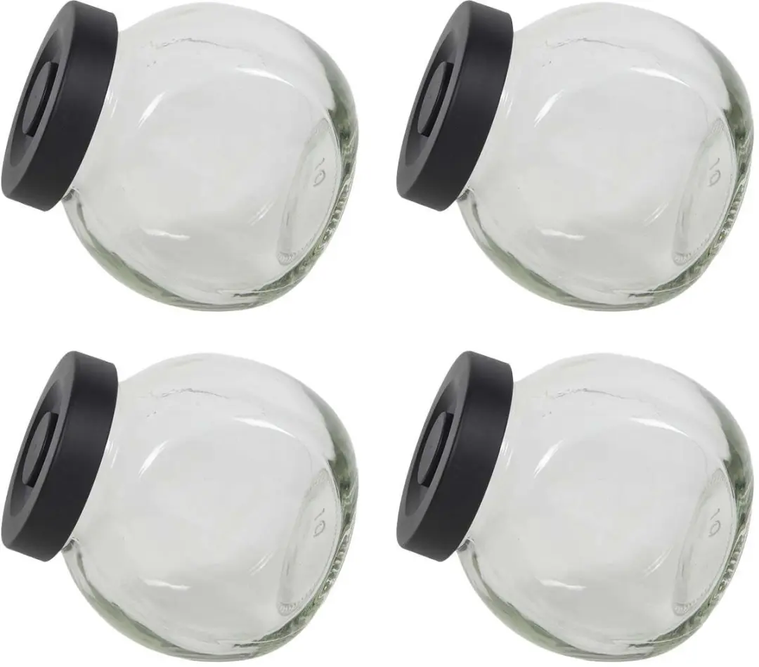 Cookinglife Kruidenpotjes Set - Glas Zwart 175ml - 4 Stuks