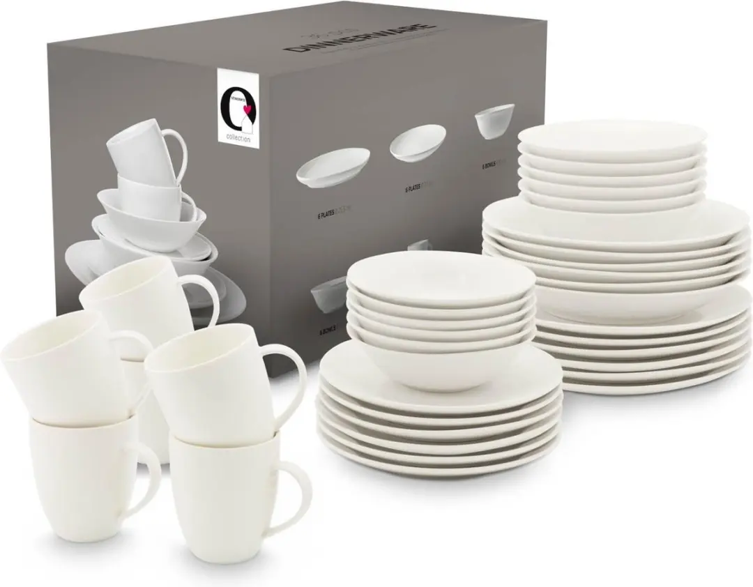 vtwonen Serviesset Raw Wit - 6 Personen - 36-delig