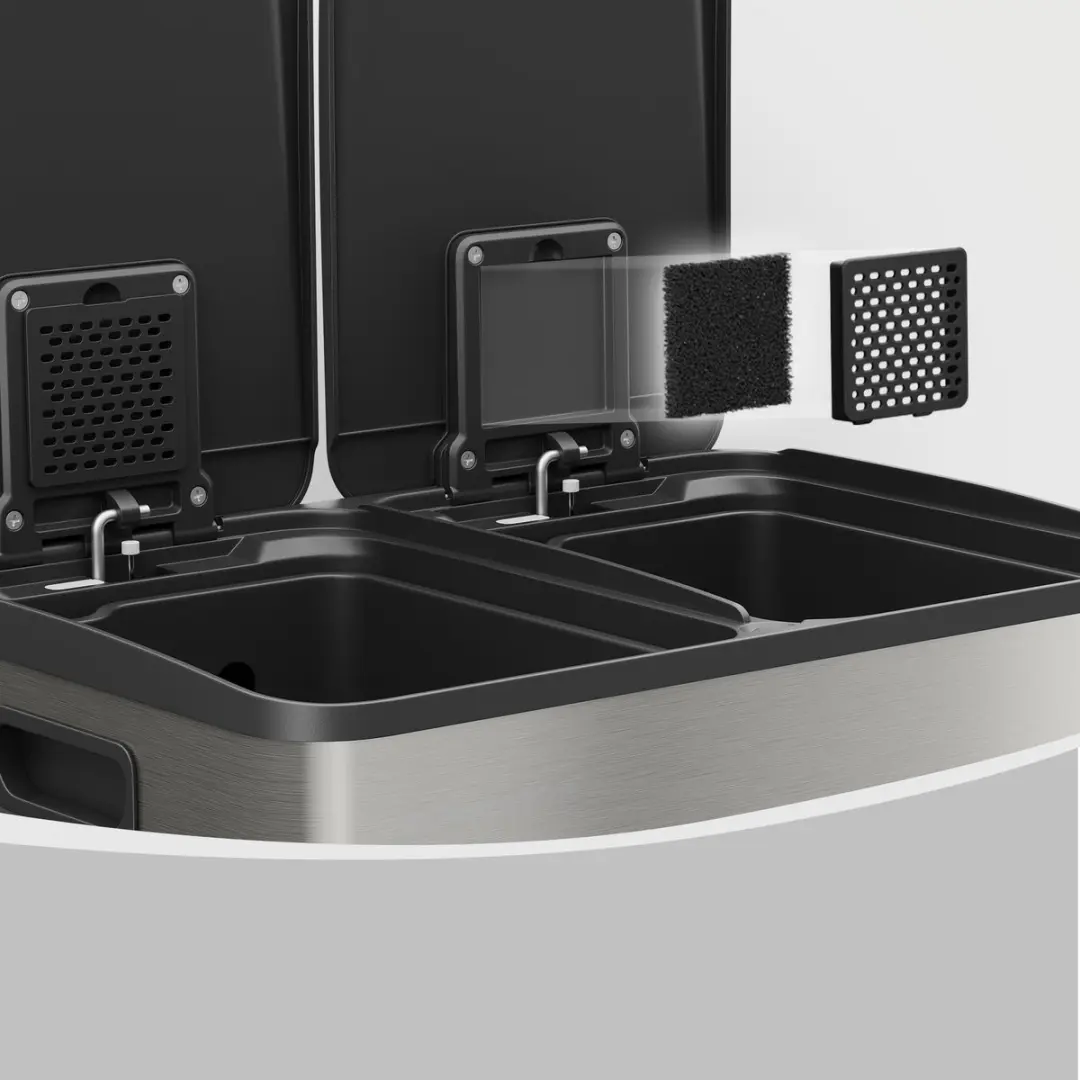 Songmics Prullenbak 2 Compartimenten 60L - Groen