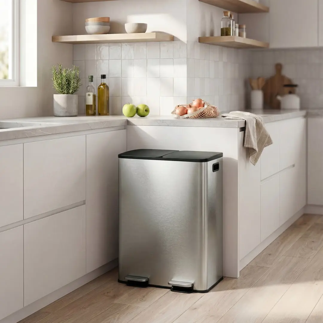 Songmics Prullenbak 2 Compartimenten 60L - Groen