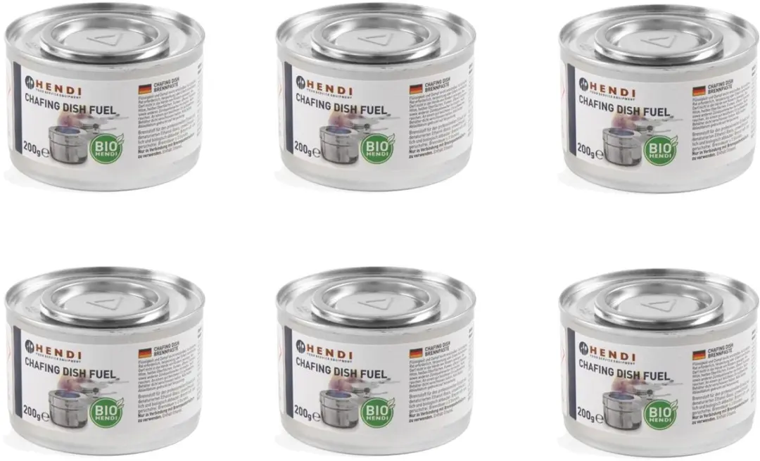 Hendi Bio Ethanol Pastaverwarming 200g - 3 Uur - Set van 6