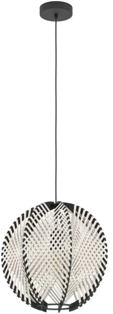 Eglo Waverton Hanglamp Ø40cm - Zwart/Wit Textiel
