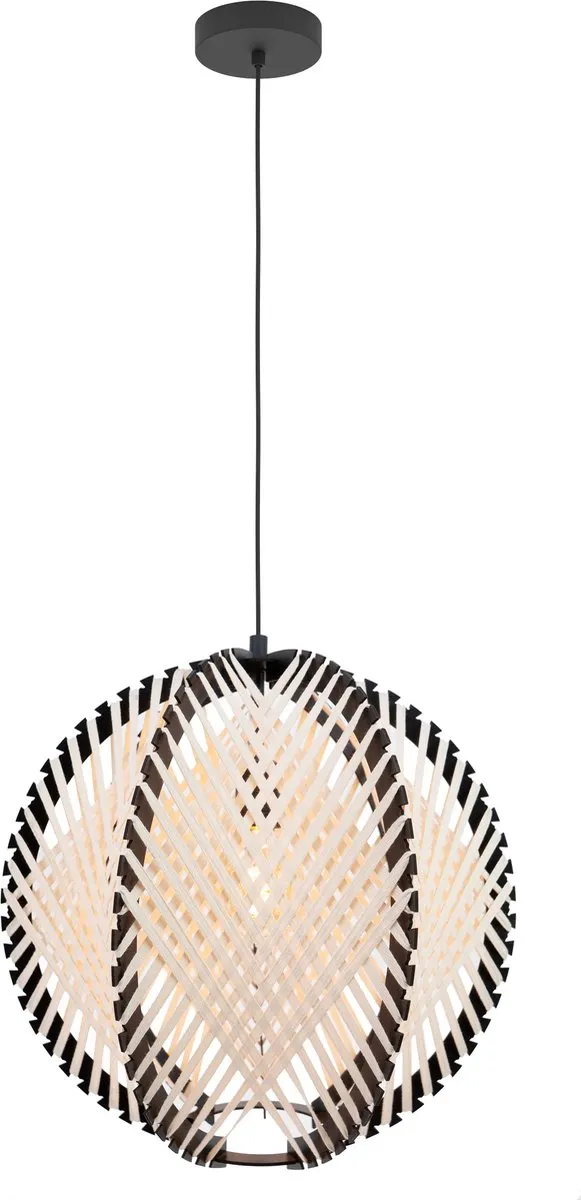 Eglo Waverton Hanglamp Ø40cm - Zwart/Wit Textiel