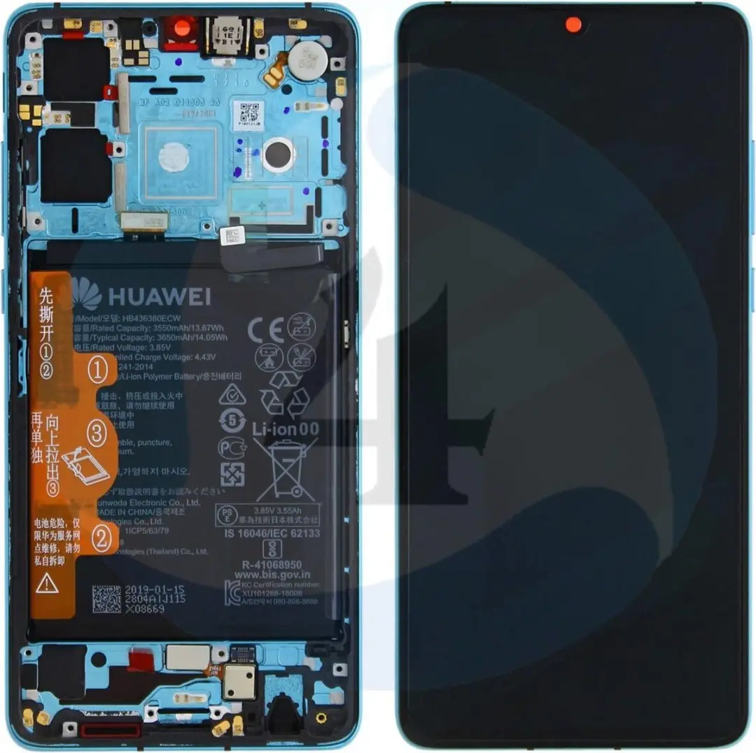 Huawei P30 LCD Scherm Aurora Blue - Service Pack