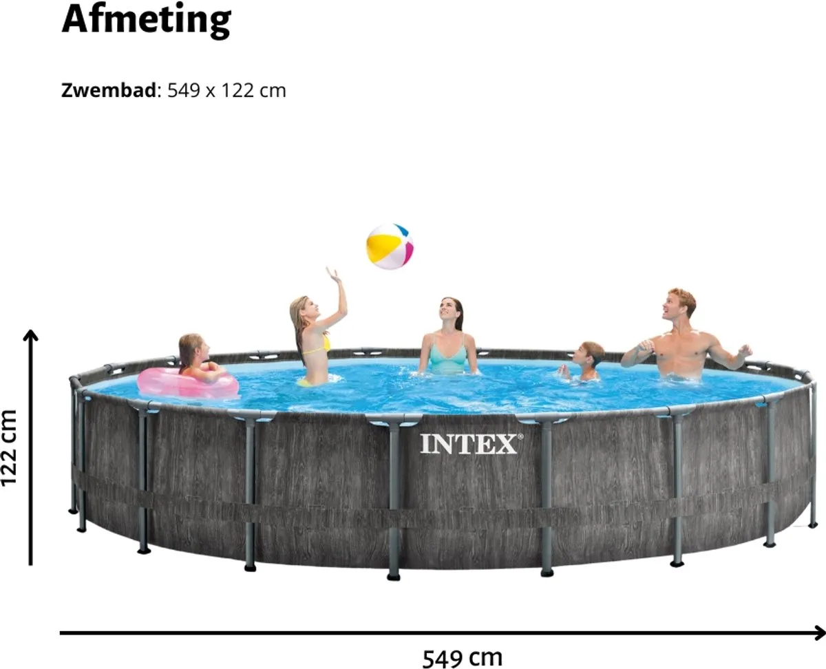 Intex Prism Frame 26744GN Opzetzwembad - Ø549cm x 122cm - Grijze houtlook