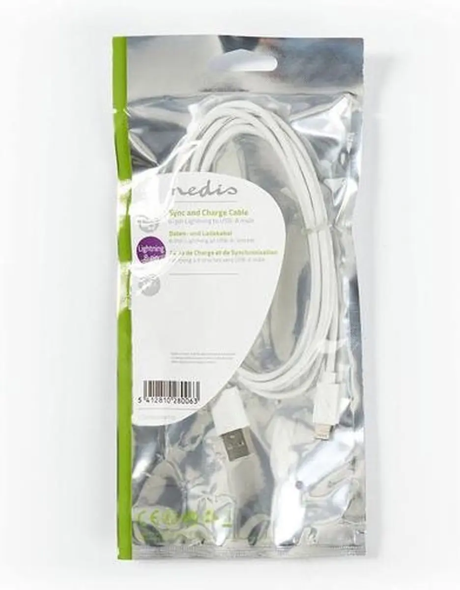 Nedis CCGP39300WT20 Lightning USB-A Kabel 2m - Wit
