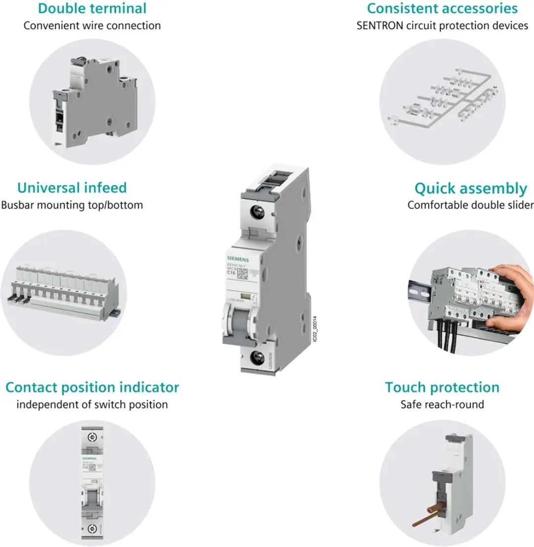 Siemens 5SY4106-7 Zekeringautomaat 1-fasig 6A - Zwart
