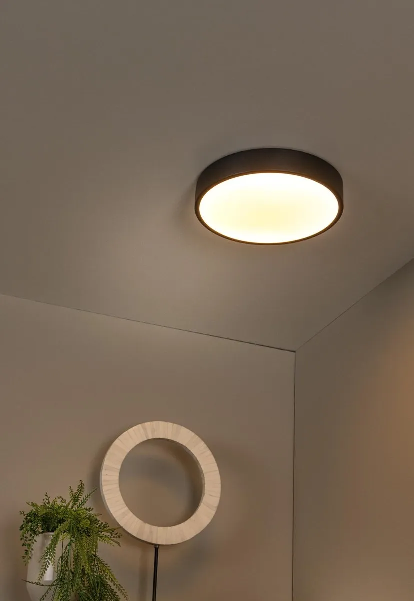 Lucide UNAR Plafondlamp Ø30cm - 1x18W 2700K - Zwart