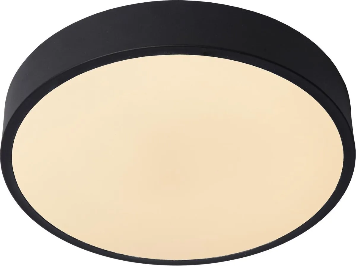 Lucide UNAR Plafondlamp Ø30cm - 1x18W 2700K - Zwart