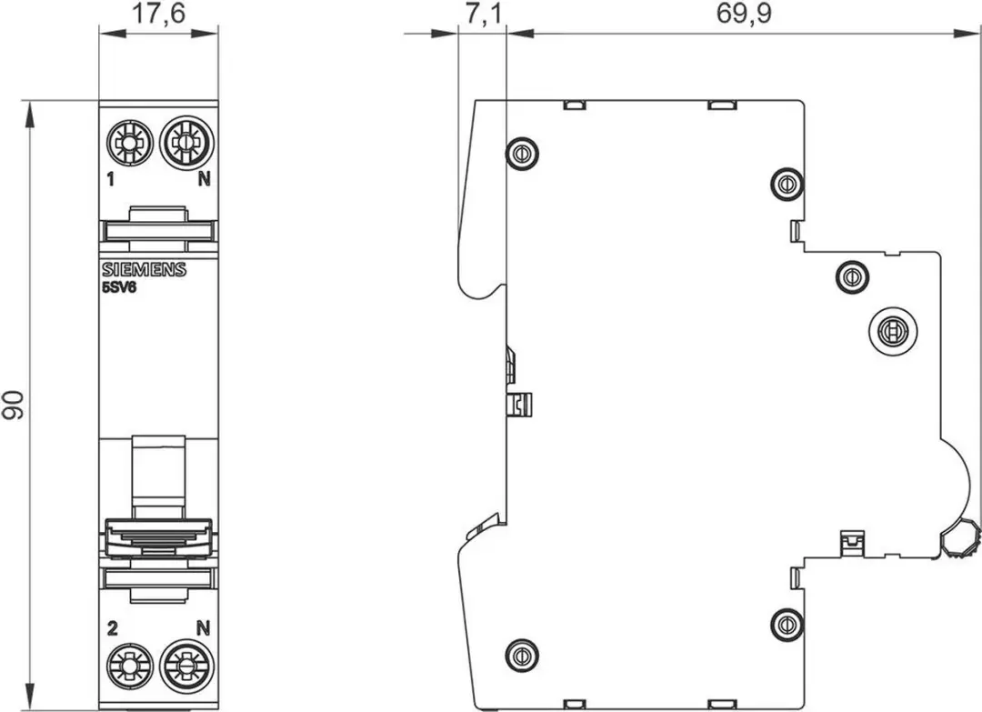 Siemens 5SV60166KK16 Brandbeveiligingsschakelaar 16A - 2-polig - Wit