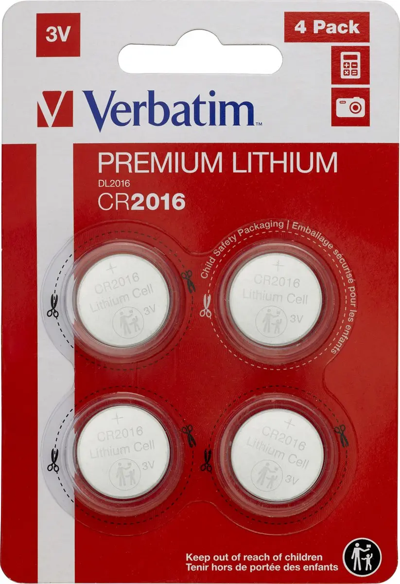 Verbatim CR2016 Knoopcelbatterij 4 Stuks