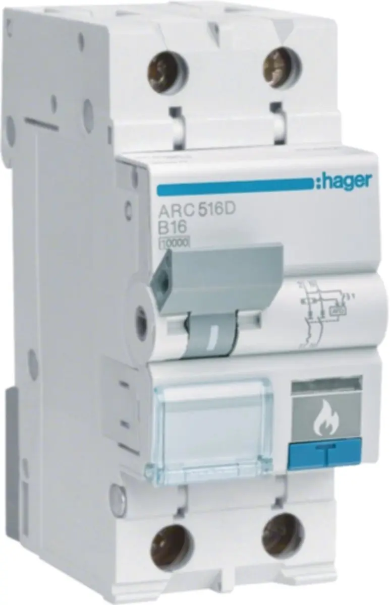 Hager ARC516D Brandbeveiligingsschakelaar 16A - Grijs