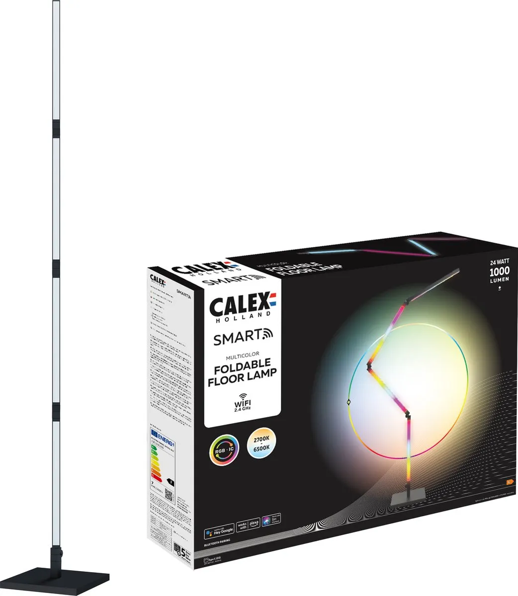 Calex Slimme LED Vloerlamp RGBW - 96W - Zwart - afbeelding 6 van 6