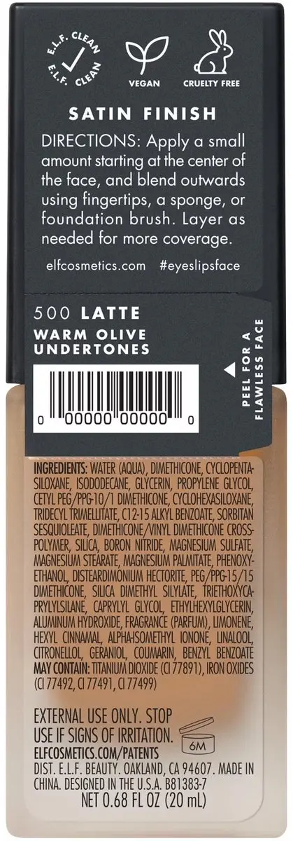 ELF Cosmetics Flawless Satin Medium Coverage Foundation Latte - 20ml