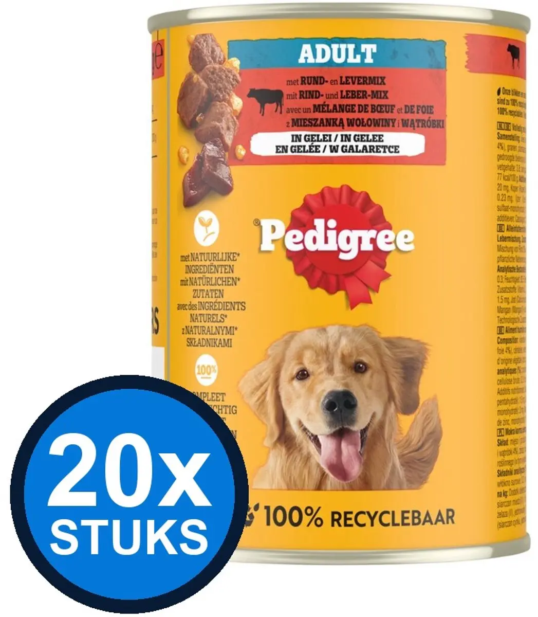 Pedigree Rund in Gelei Hondenvoer Natvoer 20x400g