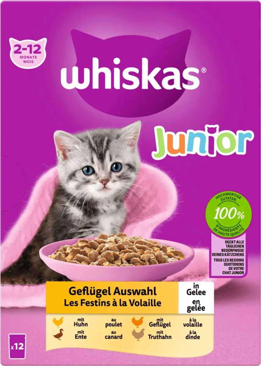 Whiskas Junior Gevogelte Selectie Gelei 12x85g
