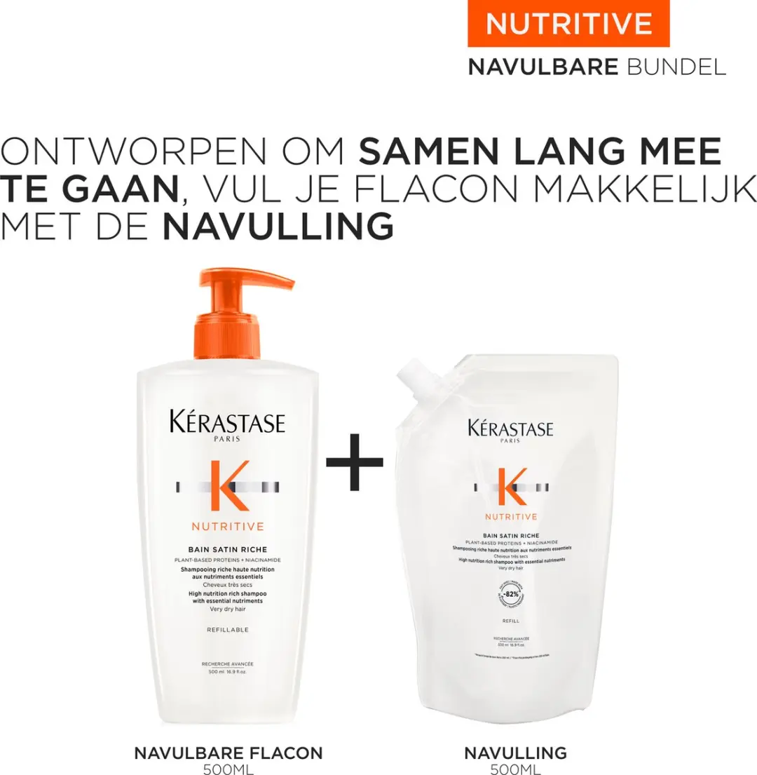 Kérastase Nutritive Shampoo & Navulling 1000ml - Glans & Hydratatie