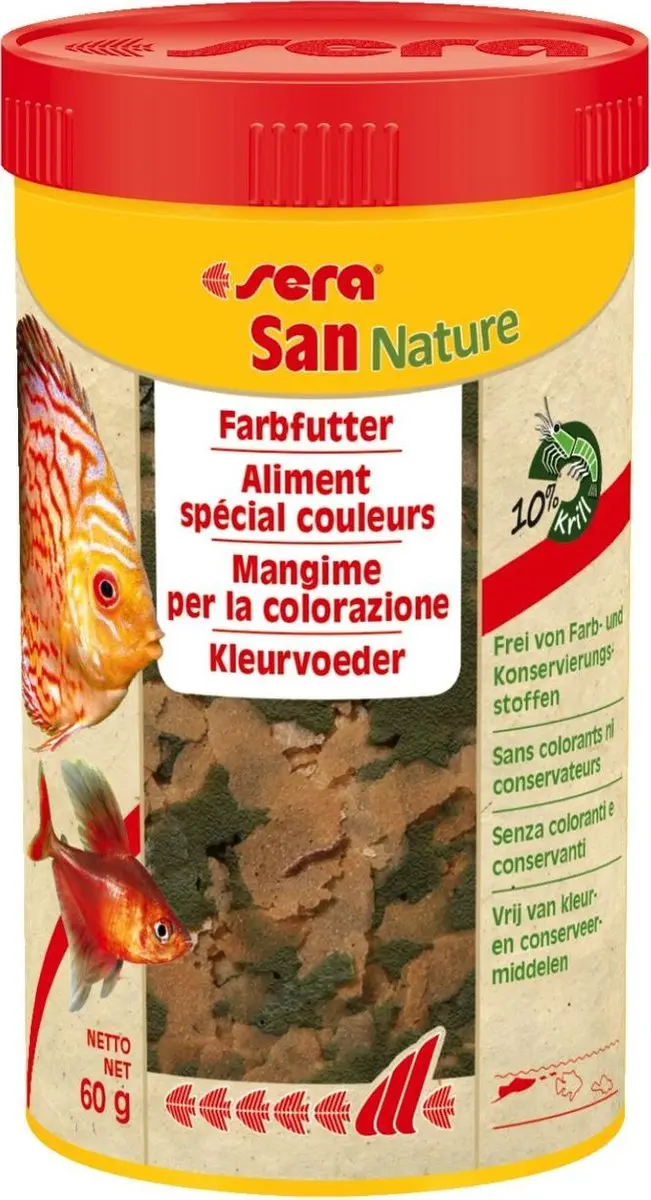 Sera San Nature Vlokken 250ml - Zonder Bewaarmiddelen